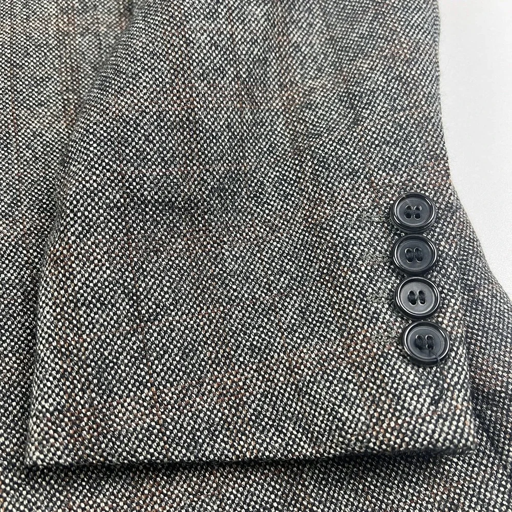 Hugo Boss Black & Tan Woven w/ Orange Check Virgin Wool Einstein Blazer Mens 40R